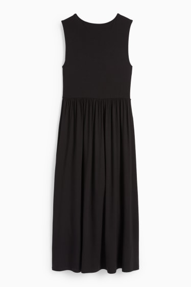 Damen - Basic-Viskose-Kleid - schwarz