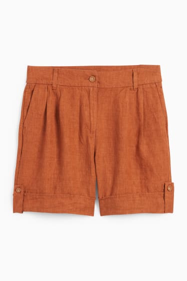 Damen - Leinenshorts - Mid Waist - havanna