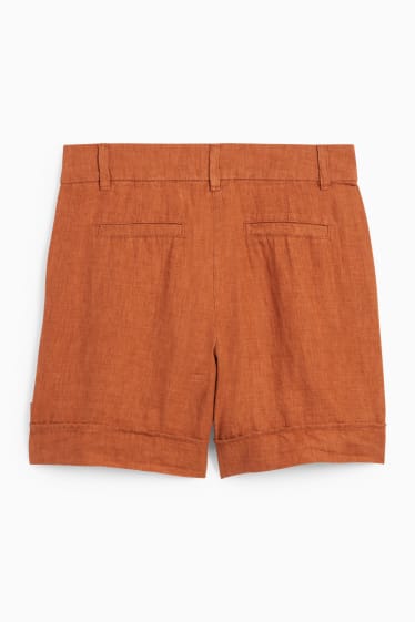 Damen - Leinenshorts - Mid Waist - havanna