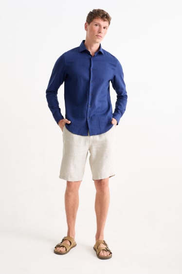 Hombre - Shorts de lino con cinturón - beis