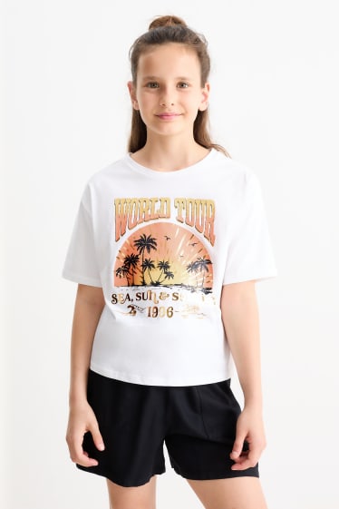 Kinderen - Palmbomen - T-shirt - wit