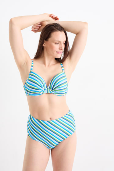 Femmes - Bas de bikini - high waist - LYCRA® XTRA LIFE™ - à rayures - bleu
