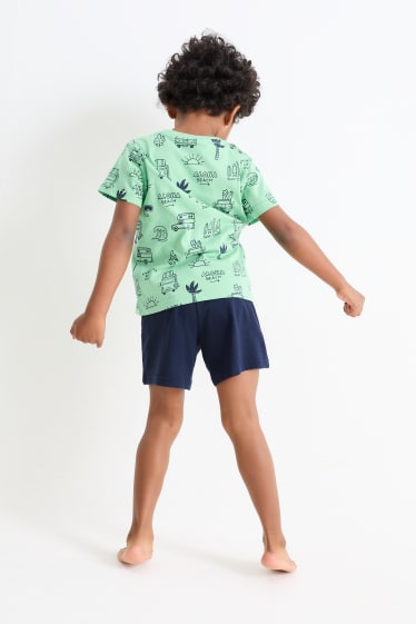Kinder - Sommerferien - Shorty-Pyjama - 2 teilig - grün