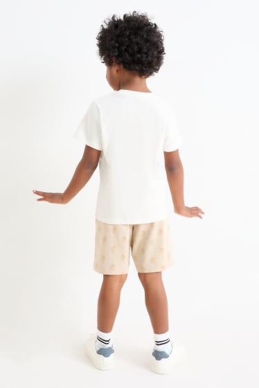 Children Boys - Summer - set - short sleeve T-shirt and shorts - 2 piece - cremewhite