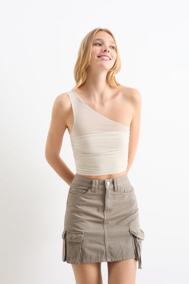 Damen - Crop Top - hellbeige