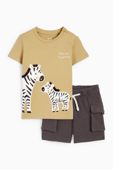 Baby Jungen - Zebra - Baby-Outfit - 2 teilig - hellbraun