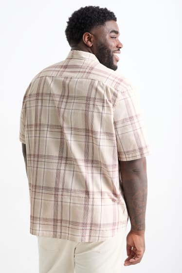 Hommes - Chemise - regular fit - col kent - à carreaux - beige