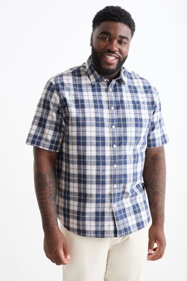 Hommes - Chemise - regular fit - col kent - à carreaux - bleu