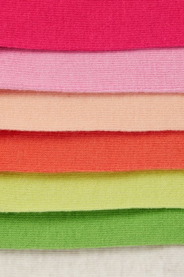 Dames - Set van 7 paar - sneakersokken - fuchsiarood