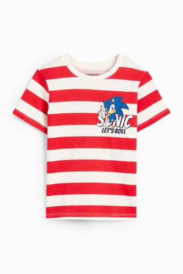 Kinderen - Sonic - T-shirt - gestreept - rood / crème wit