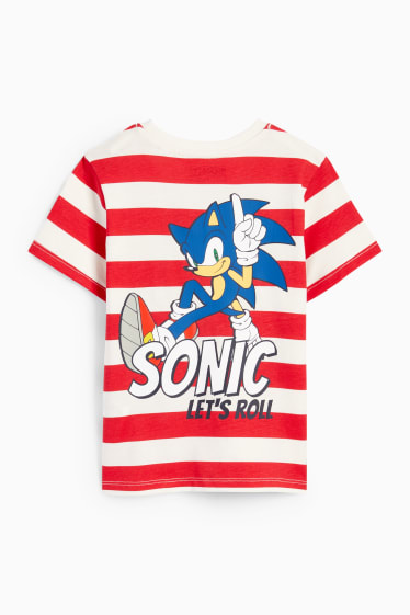 Niños - Sonic - camiseta de manga corta - de rayas - rojo / blanco roto