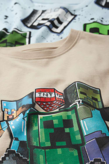 Kinderen: jongens - Set van 2 - Minecraft - T-shirt - beige / blauw