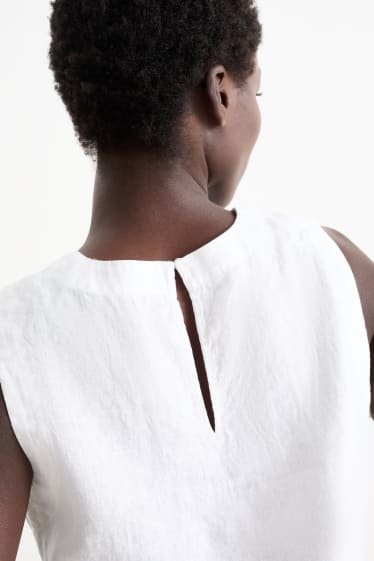 Dona - Brusa sense mànigues de lli - blanc