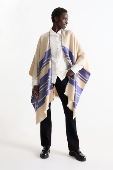 Femmes - Poncho - à rayures - violet