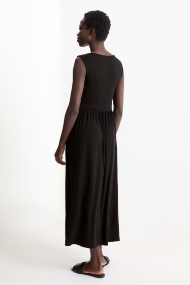 Damen - Basic-Viskose-Kleid - schwarz