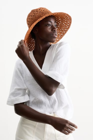 Women - Straw hat - brown