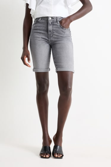 Donna - Bermuda di jeans - vita media - jeans grigio chiaro