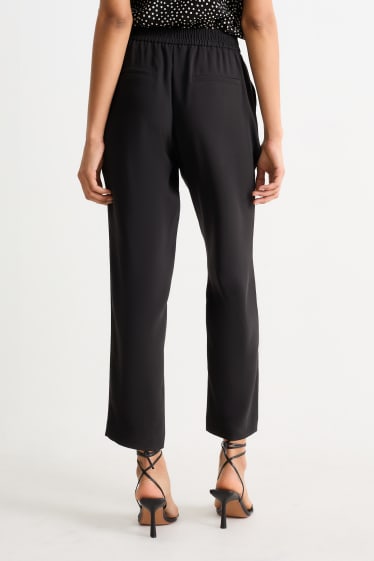 Dámské - Plátěné kalhoty - mid waist - tapered fit - černá