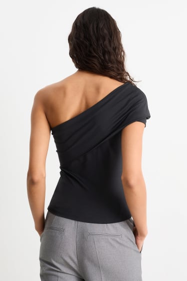 Damen - One-Shoulder-Top - schwarz