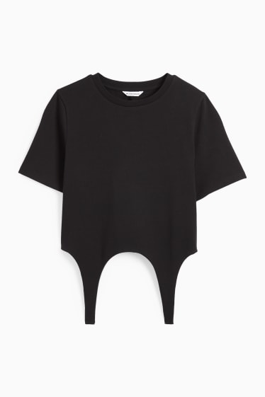 Damen - Crop T-Shirt - schwarz
