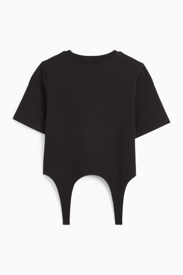 Damen - Crop T-Shirt - schwarz