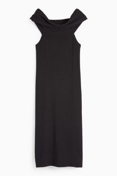 Mujer - Vestido ceñido de punto con escote estilo Bardot - negro