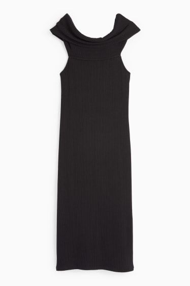Donna - Vestito in maglia aderente con scollatura a barchetta - nero