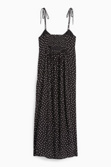 Women - Dress with slit - polka dot - black