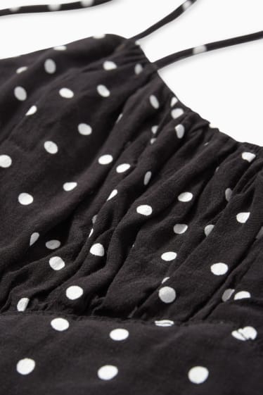 Women - Dress with slit - polka dot - black