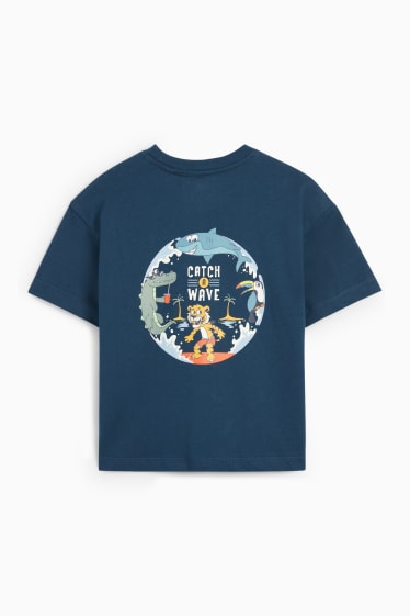 Kinder Jungen - Wildtiere - Kurzarmshirt - dunkelblau
