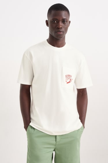Uomo - T-shirt - bianco crema