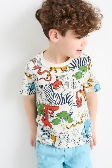 Dzieci - Zwierzęta dżungli - koszulka z krótkim rękawem - kremowobiały