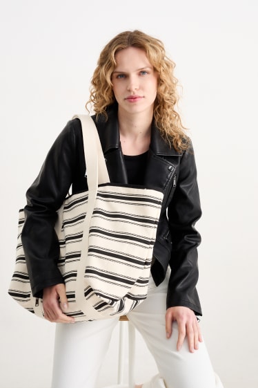 Women - Shopper - striped - black