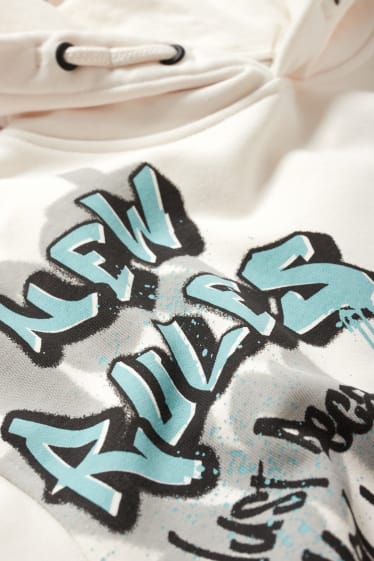 Kinder Jungen - Graffiti - Hoodie - cremeweiß