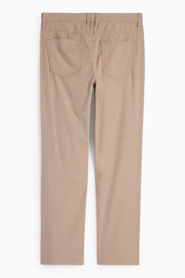 Pánské - Kalhoty - regular fit - lněná směs - taupe