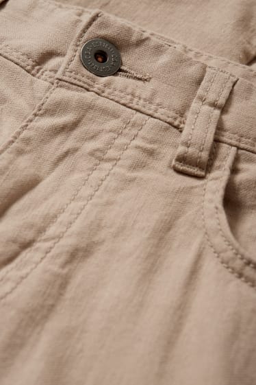 Pánské - Kalhoty - regular fit - lněná směs - taupe