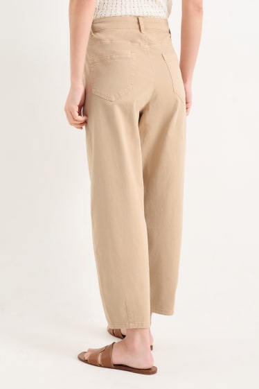 Femmes - Pantalon de toile - mid waist - tapered fit - beige