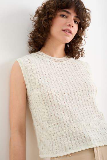 Women - Knitted top - cremewhite