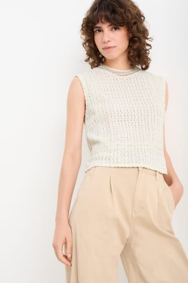 Women - Knitted top - cremewhite