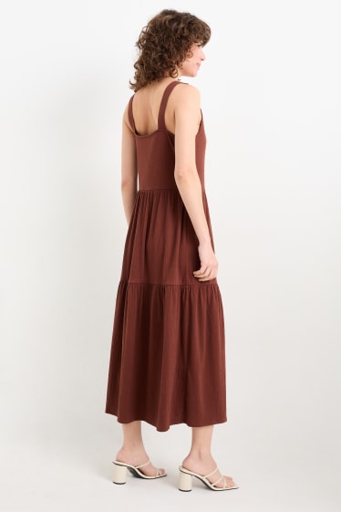 Damen - A-Linien Kleid mit V-Ausschnitt - dunkelbraun