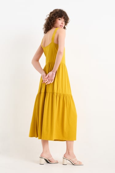 Dames - A-lijn-jurk met V-hals - licht oranje