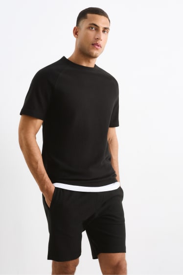 Pánské - Tričko - strukturované - černá