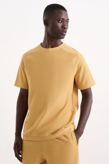Hommes - T-shirt - texturé - marron clair