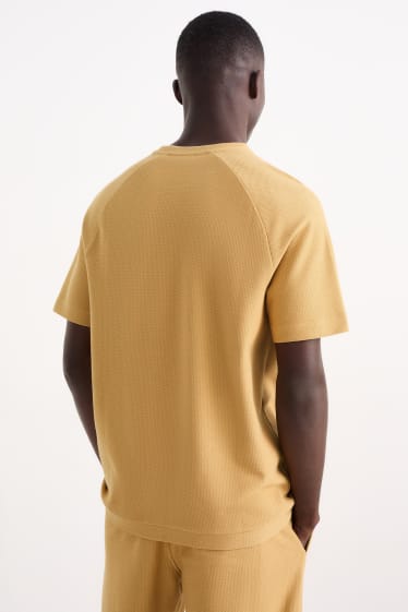 Hommes - T-shirt - texturé - marron clair