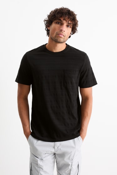 Hommes - T-shirt - texturé - noir