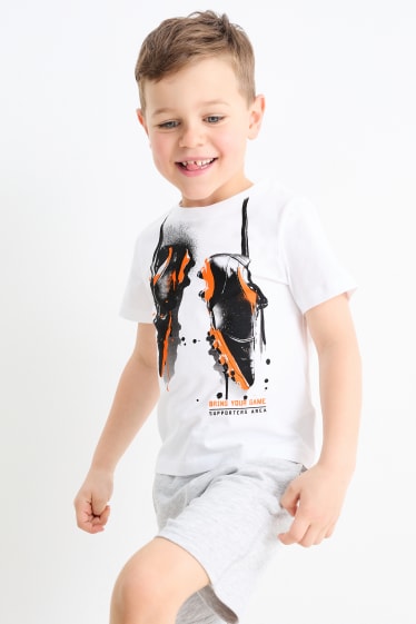 Dětské - Fotbalový motiv - tričko s krátkým rukávem - bílá