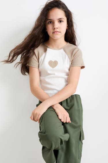 Copii - Inimă - tricou cu mânecă scurtă - alb