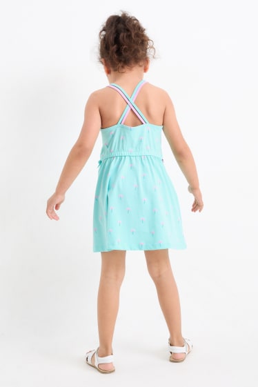 Enfants - Été - ensemble - robe, top et cycliste - 3 pièces - turquoise