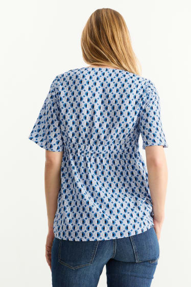 Dames - Voedingsblouse - met patroon - blauw / crèmekleurig