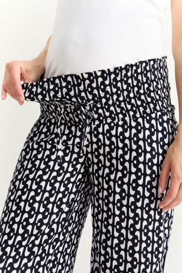 Donna - Pantaloni premaman - palazzo - fantasia - nero / bianco